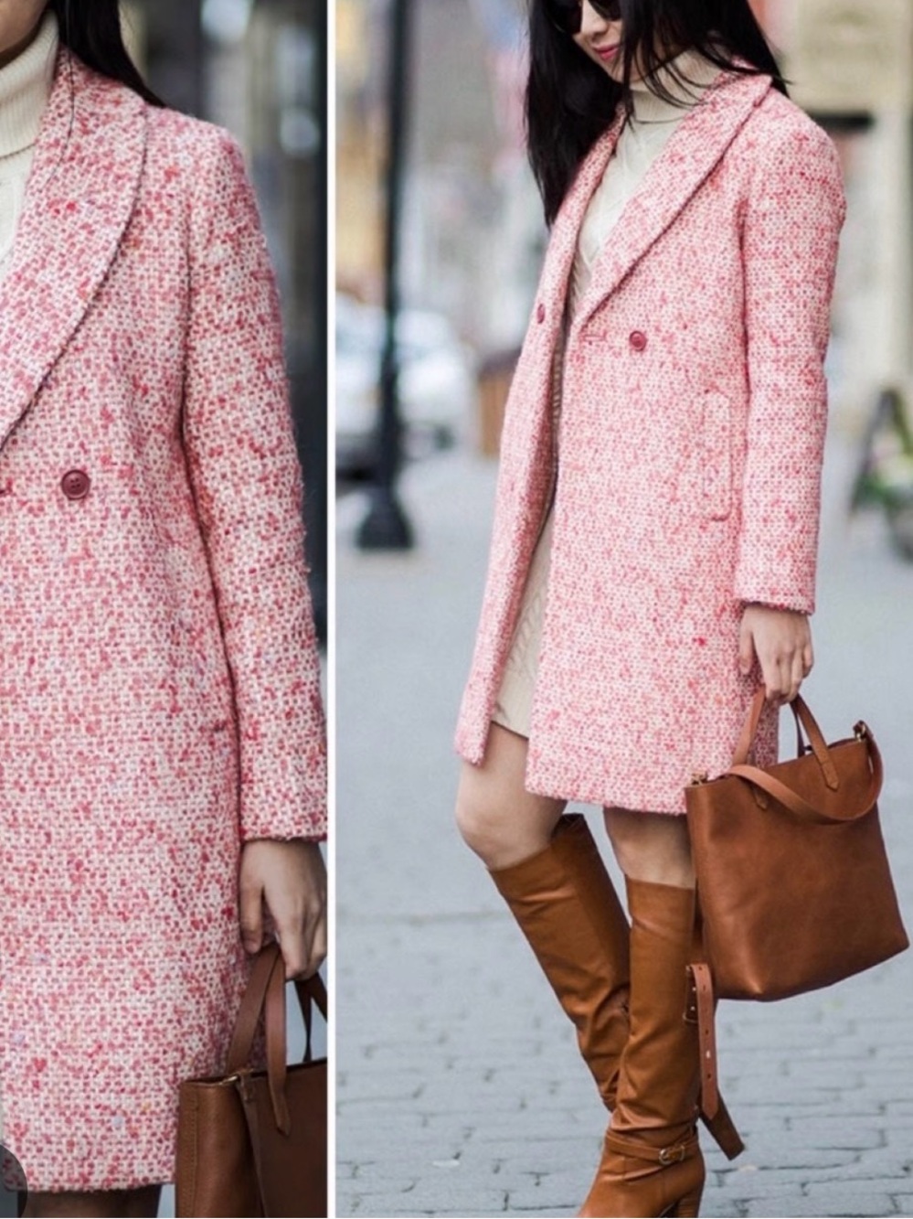 J. Crew Daphne in Italian Tweed Topcoat Faded Guava Nayla Size 0P - Picture 4 of 9